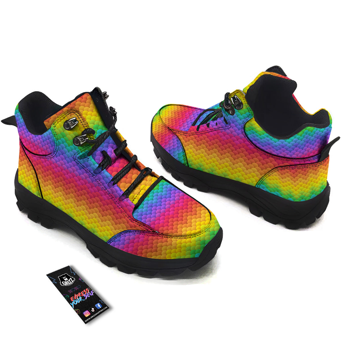Rainbow Light Blobs Print Pattern Hiking Shoes-grizzshop