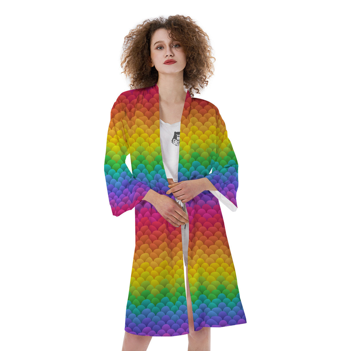 Rainbow Light Blobs Print Pattern Kimono-grizzshop