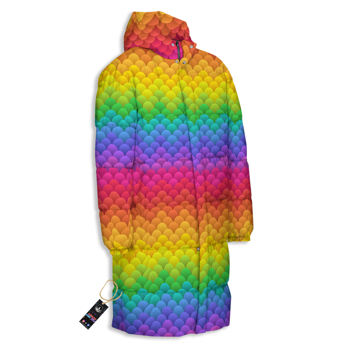 Rainbow Light Blobs Print Pattern Long Down Jacket-grizzshop