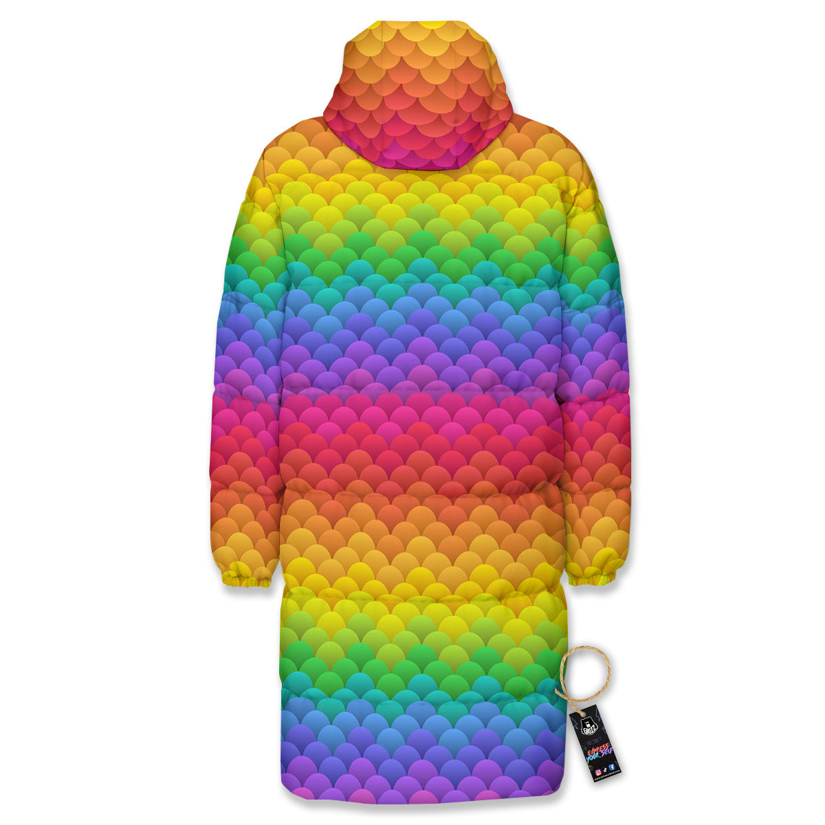 Rainbow Light Blobs Print Pattern Long Down Jacket-grizzshop