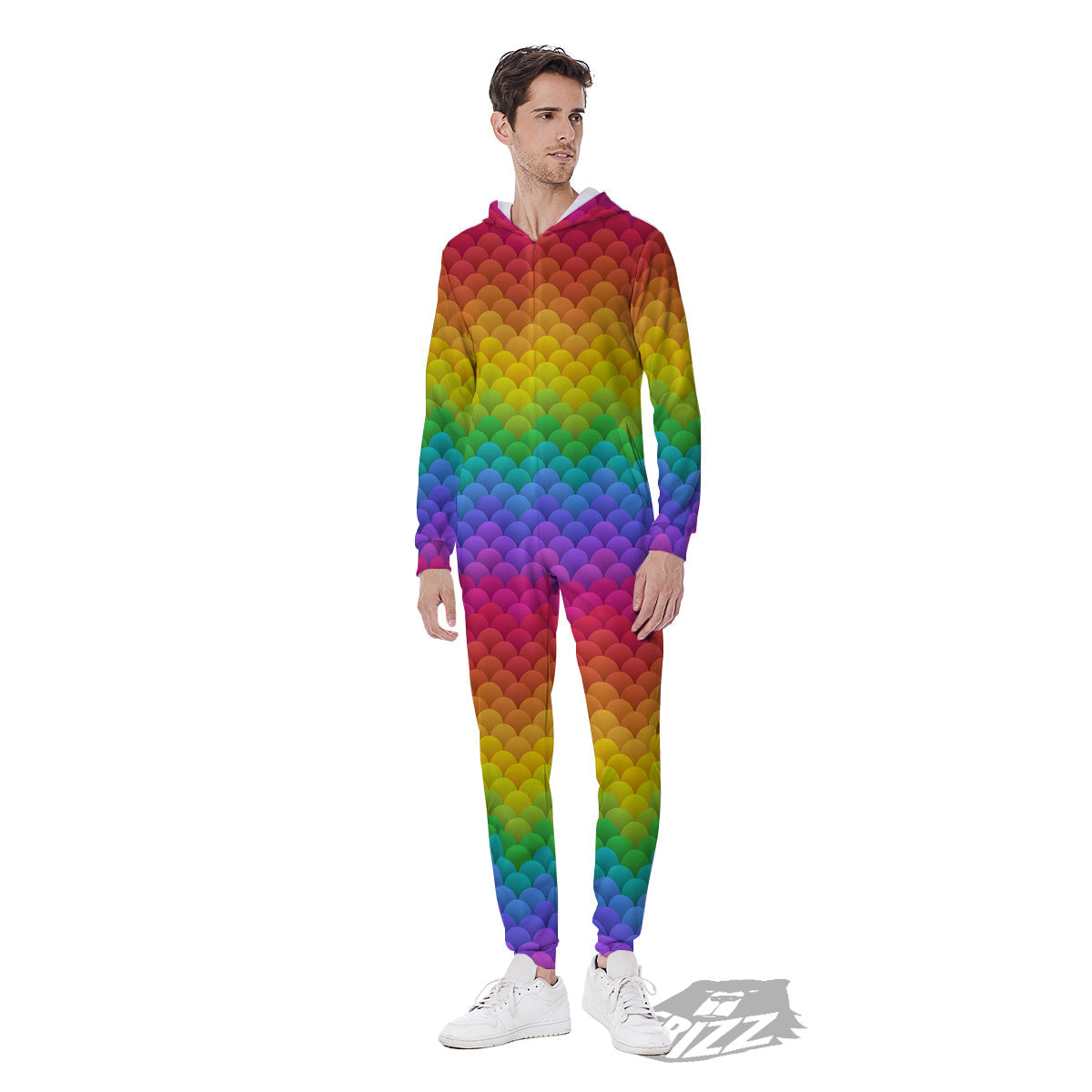 Rainbow Light Blobs Print Pattern Men's Jumpsuit-grizzshop