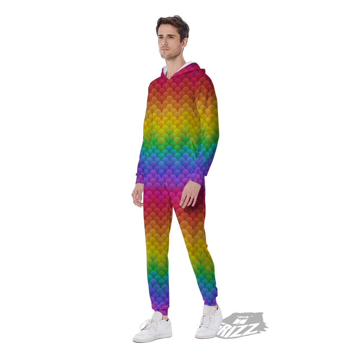 Rainbow Light Blobs Print Pattern Men's Jumpsuit-grizzshop