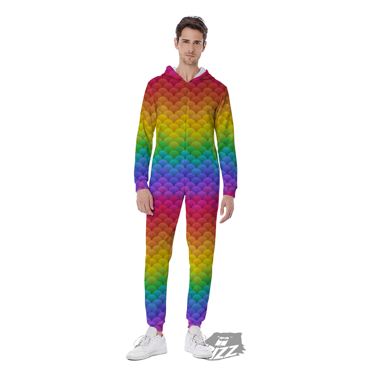 Rainbow Light Blobs Print Pattern Men's Jumpsuit-grizzshop