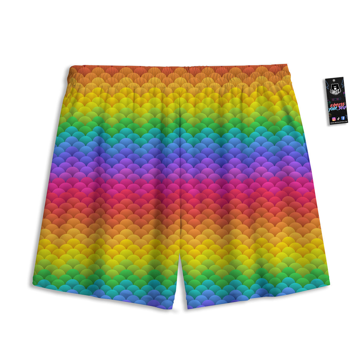 Samurai Demon Print Mesh Shorts