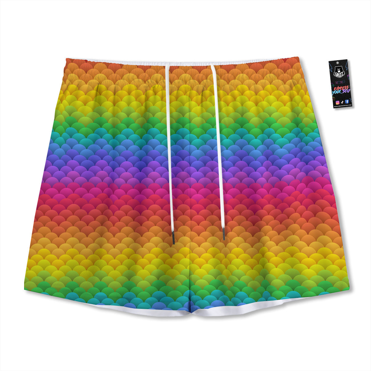 Samurai Demon Print Mesh Shorts