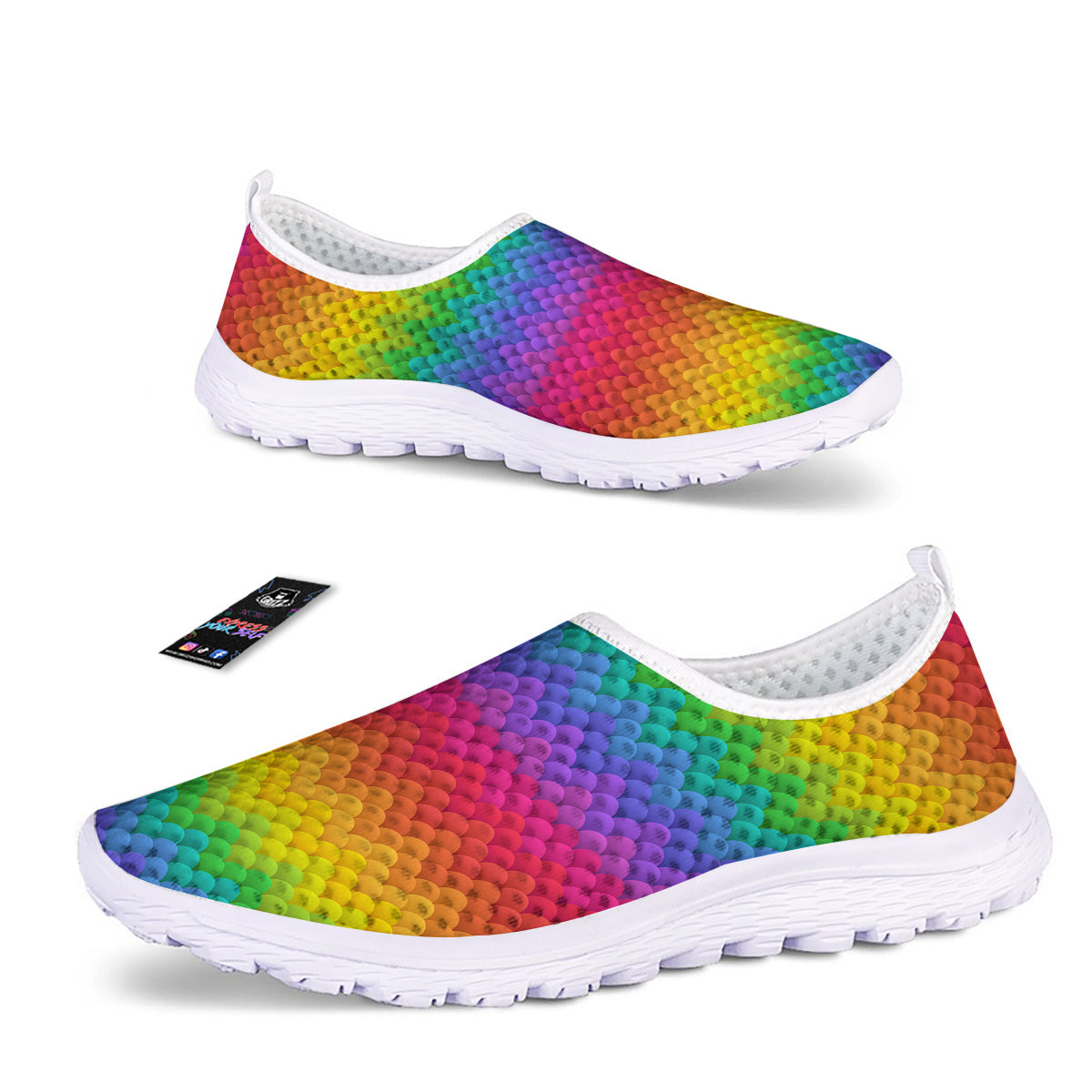Rainbow Light Blobs Print Pattern Nurse Shoes-grizzshop