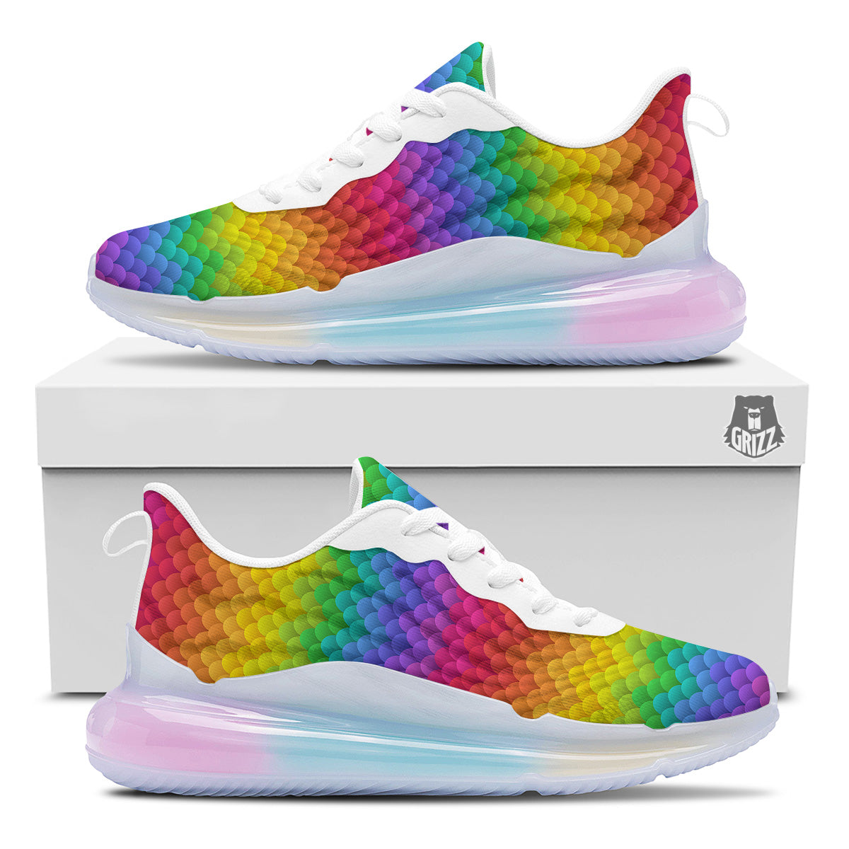 Rainbow Light Blobs Print Pattern Running Sneakers-grizzshop