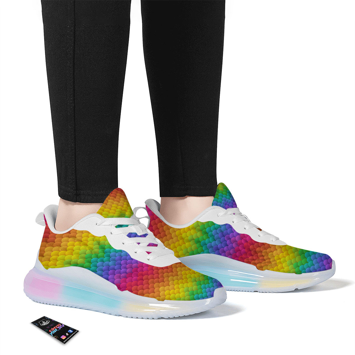 Rainbow Light Blobs Print Pattern Running Sneakers-grizzshop