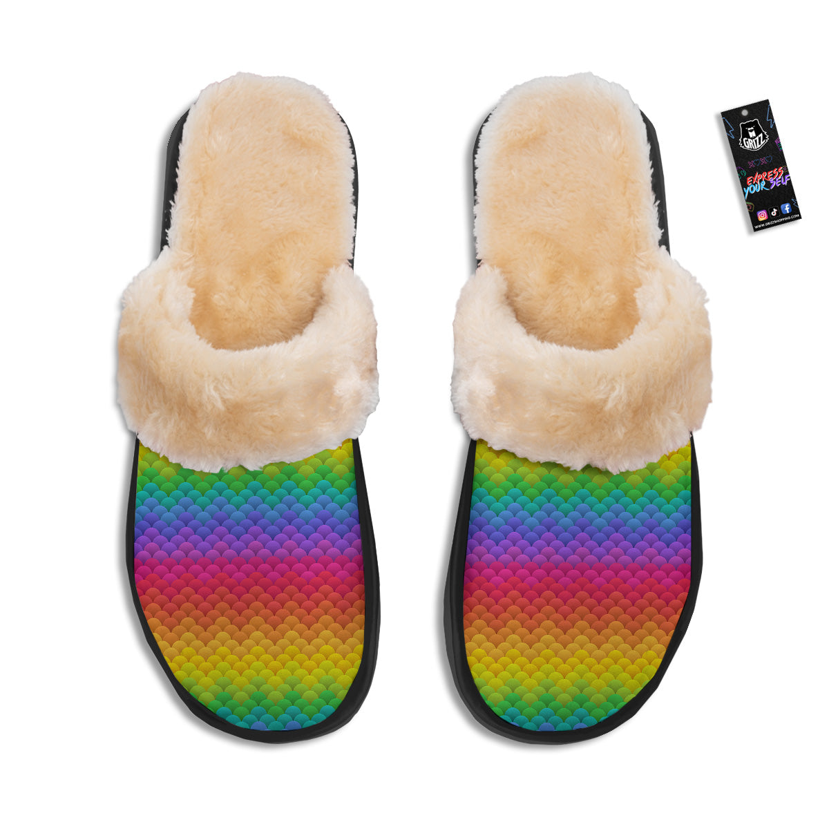 Rainbow Light Blobs Print Pattern Slippers-grizzshop