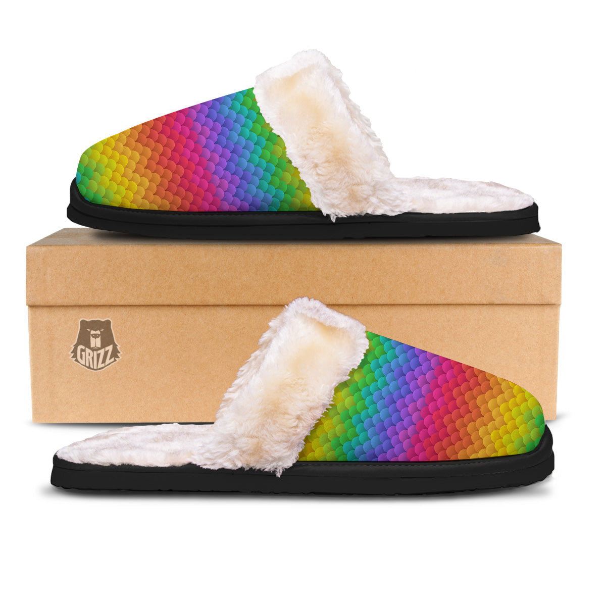 Rainbow Light Blobs Print Pattern Slippers-grizzshop
