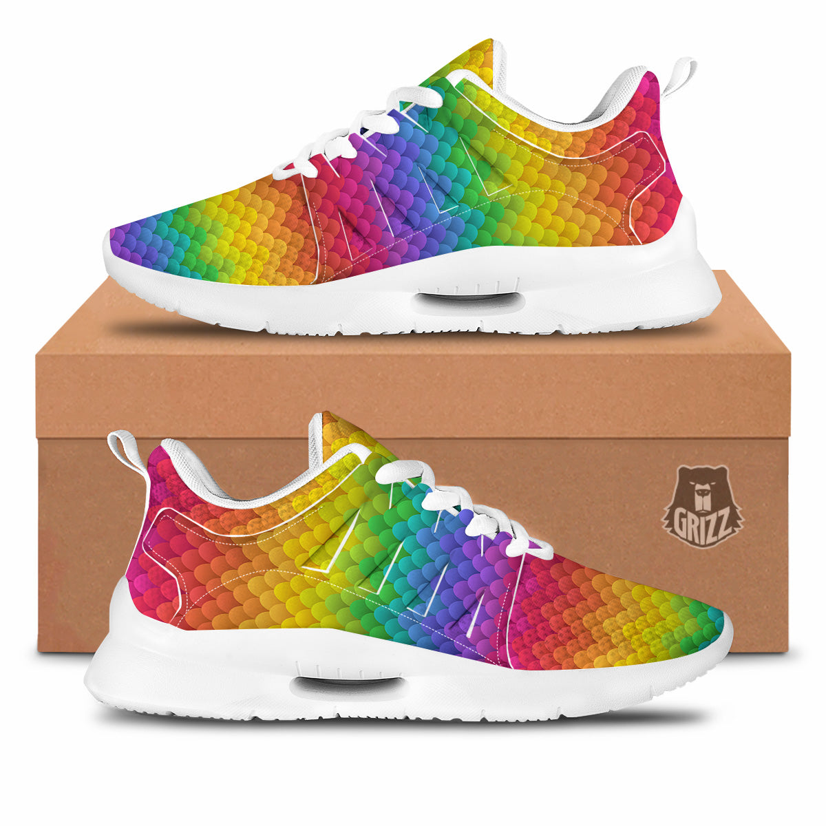 Rainbow Light Blobs Print Pattern Tennis Shoes-grizzshop