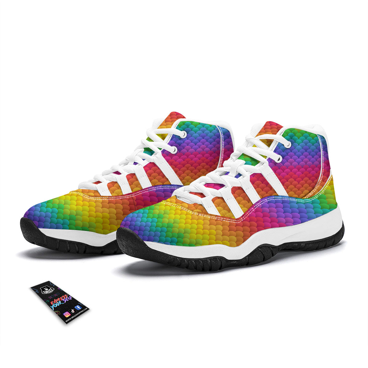 Rainbow Light Blobs Print Pattern White Bball Shoes-grizzshop