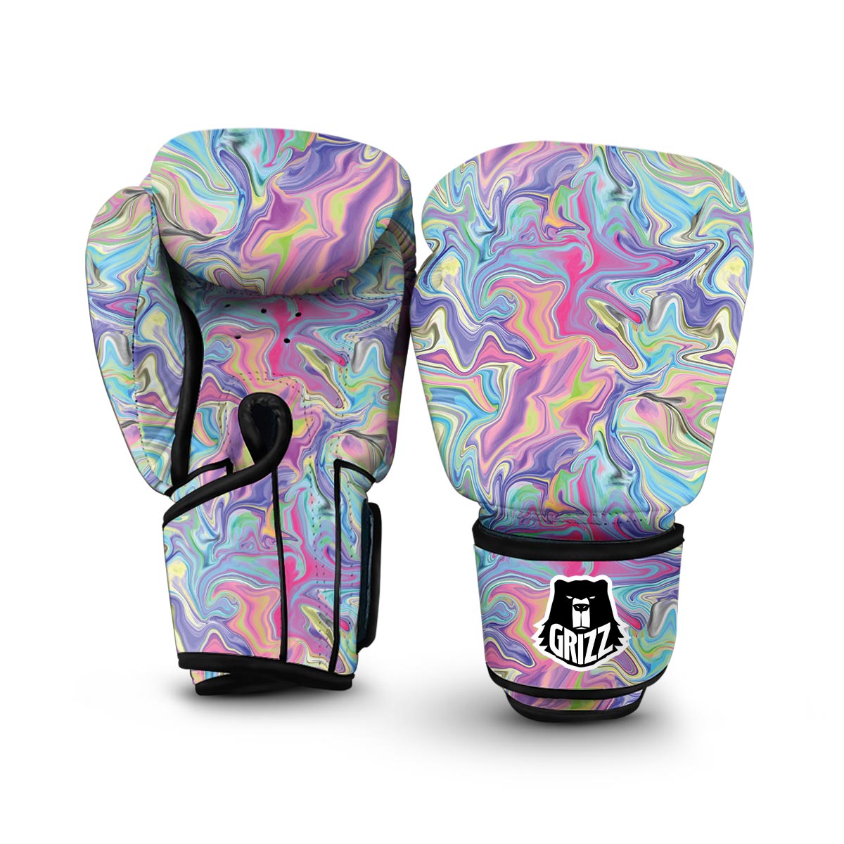 Rainbow Marble Pattern Print Boxing Gloves-grizzshop