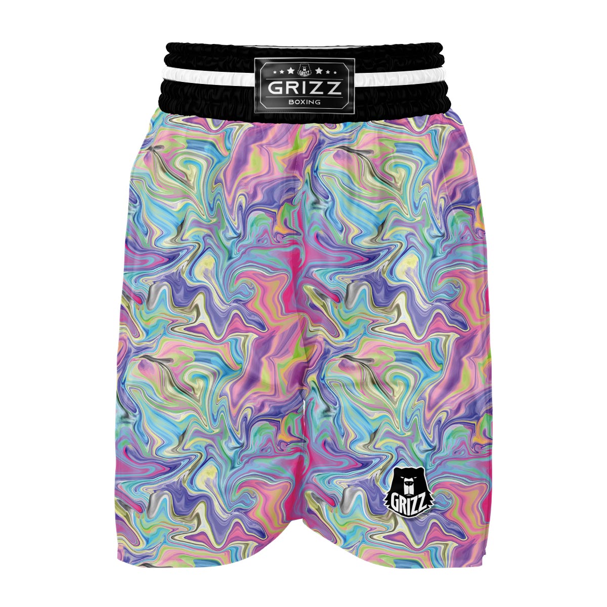 Rainbow Marble Pattern Print Boxing Shorts-grizzshop