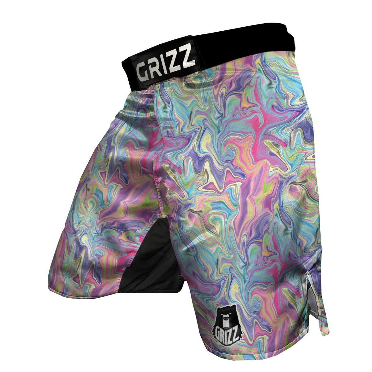 Rainbow Marble Pattern Print MMA Shorts-grizzshop