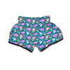 Rainbow Narwhal Pattern Print Muay Thai Boxing Shorts-grizzshop