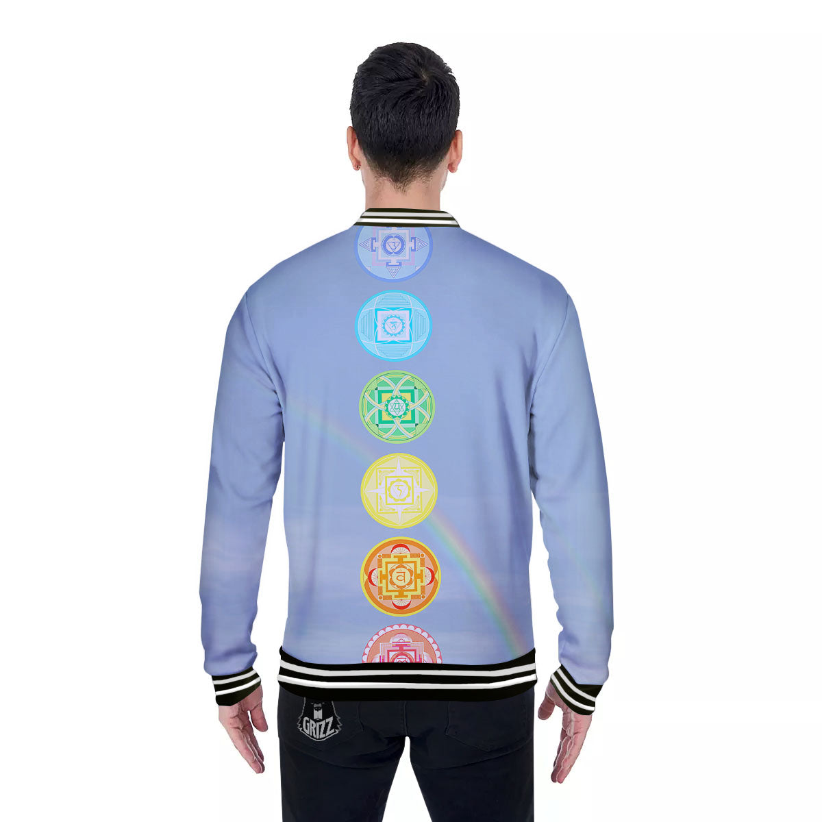 Rainbow Of Life Seven Chakras Print Baseball Jacket-grizzshop