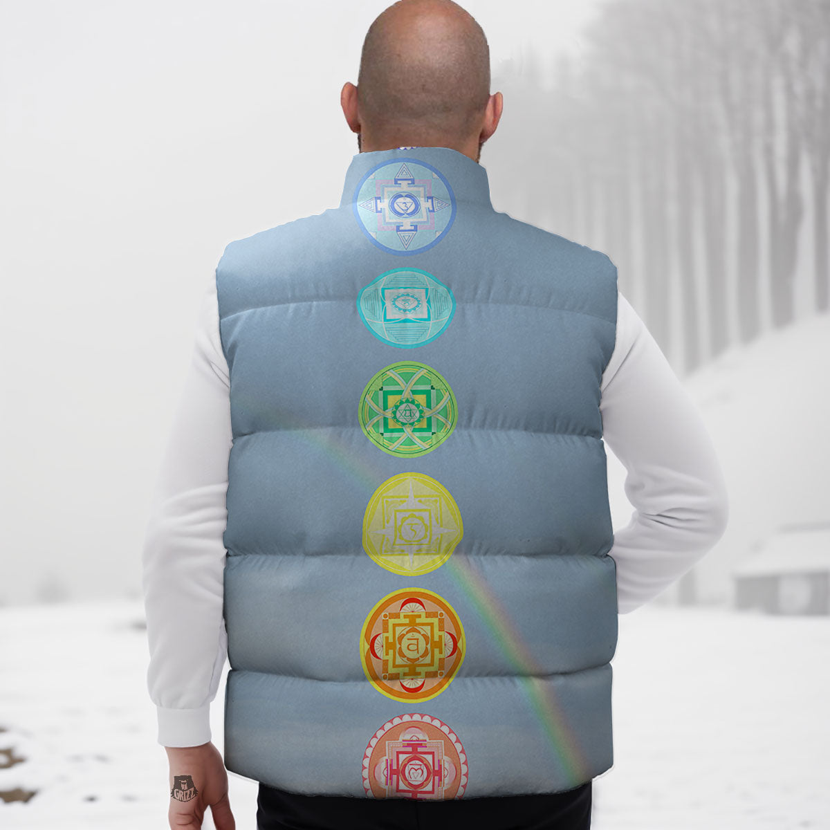 Rainbow Of Life Seven Chakras Print Down Vest