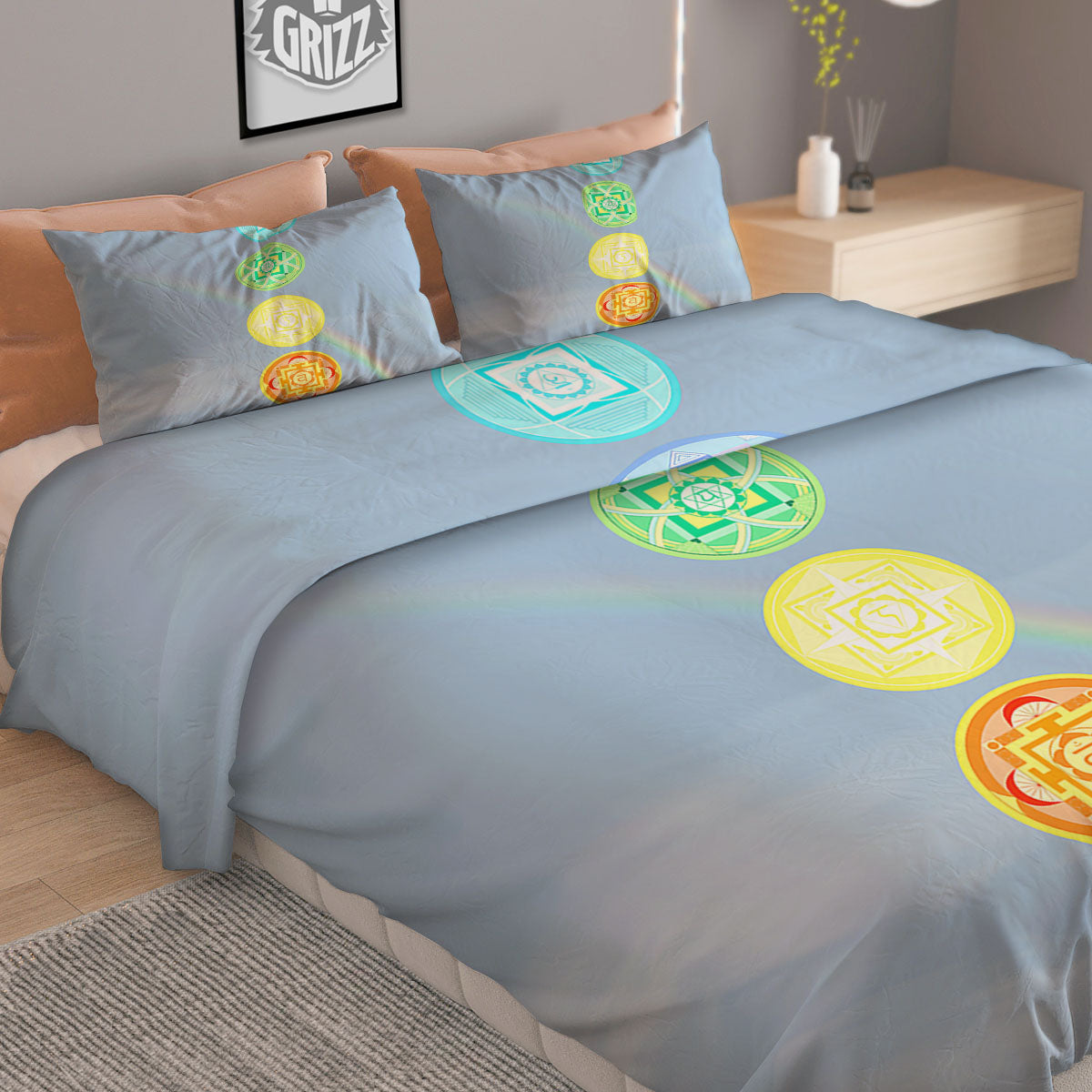 Pumpkin Wave Print Pattern Duvet Cover Bedding Set