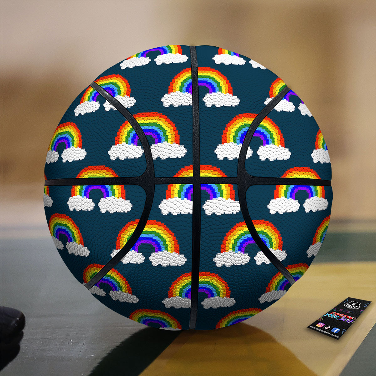 Rainbow Pixel Print Pattern Basketball-grizzshop