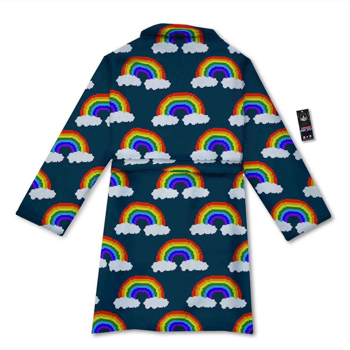 Rainbow Pixel Print Pattern Bathrobe-grizzshop