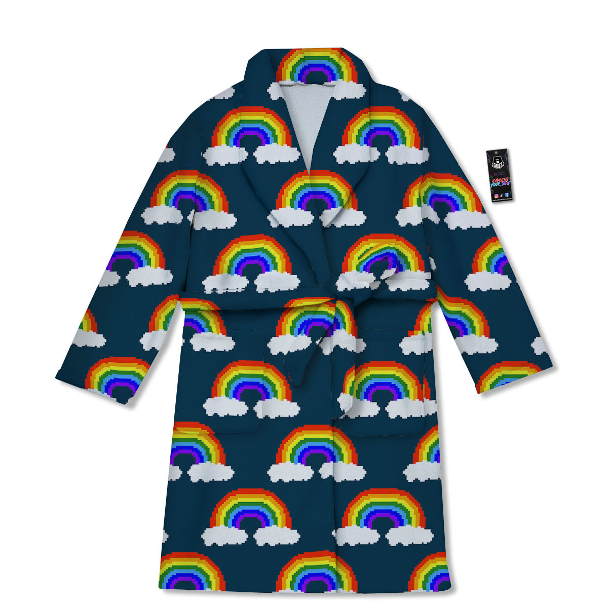 Rainbow Pixel Print Pattern Bathrobe-grizzshop