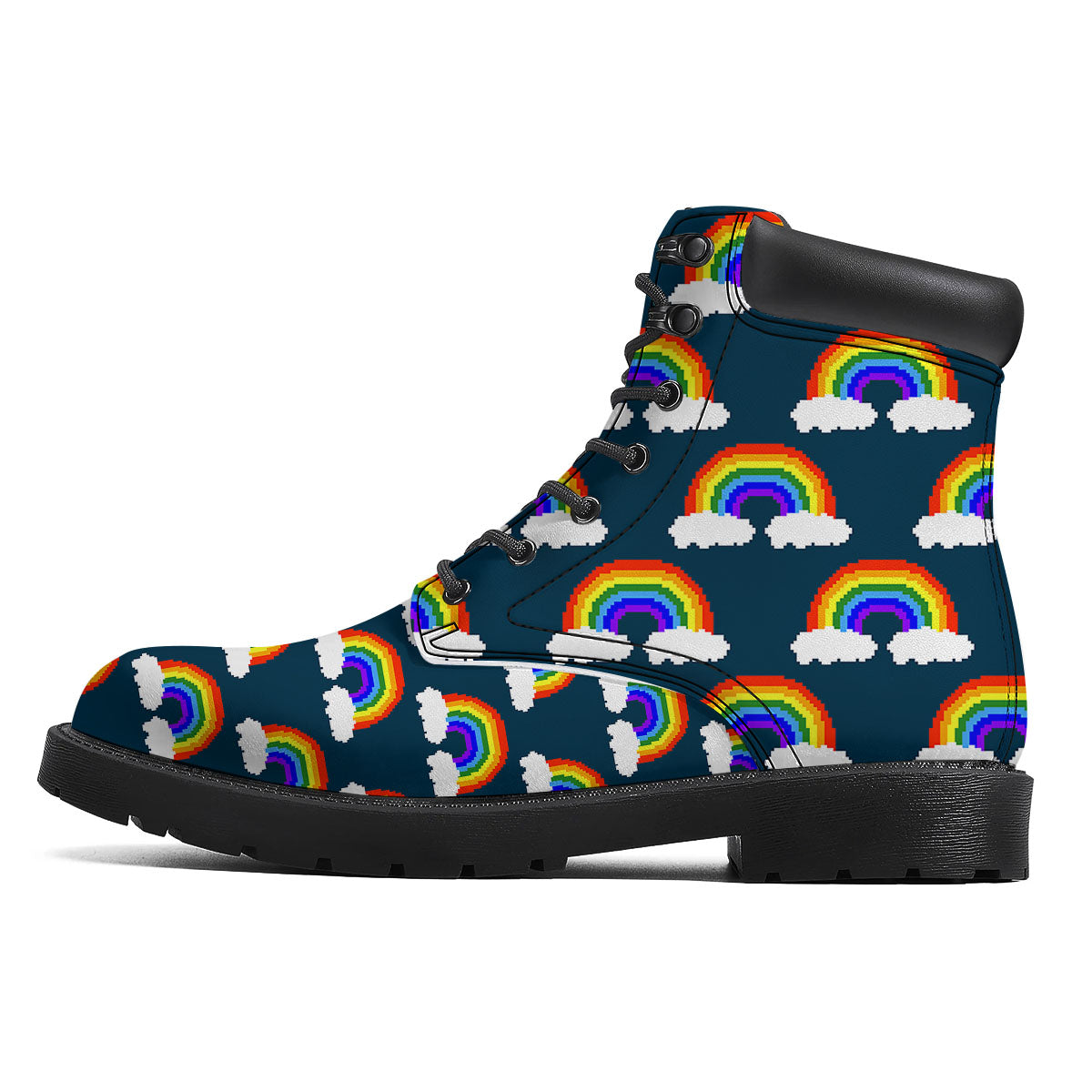 Rainbow Pixel Print Pattern Boots-grizzshop