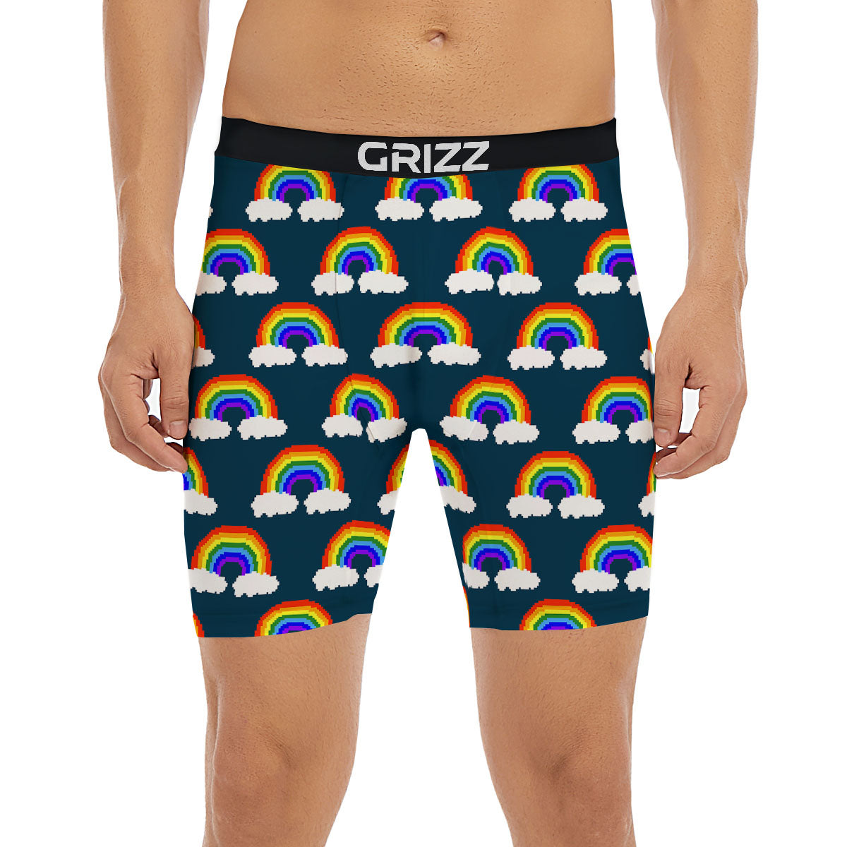 Rainbow Pixel Print Pattern Boxer Briefs-grizzshop