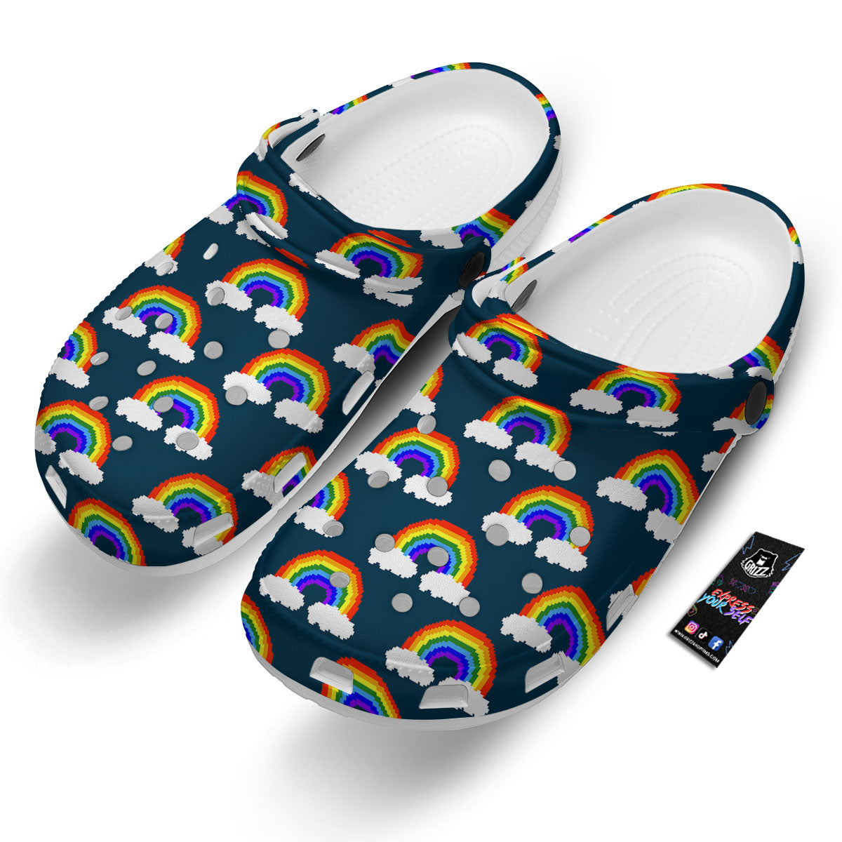 Rainbow Pixel Print Pattern Clog-grizzshop