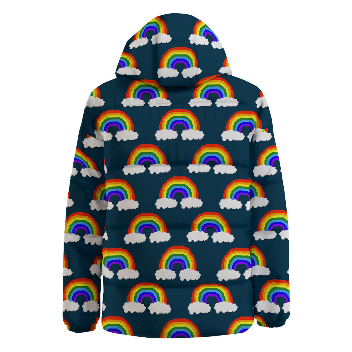 Rainbow Pixel Print Pattern Down Jacket-grizzshop