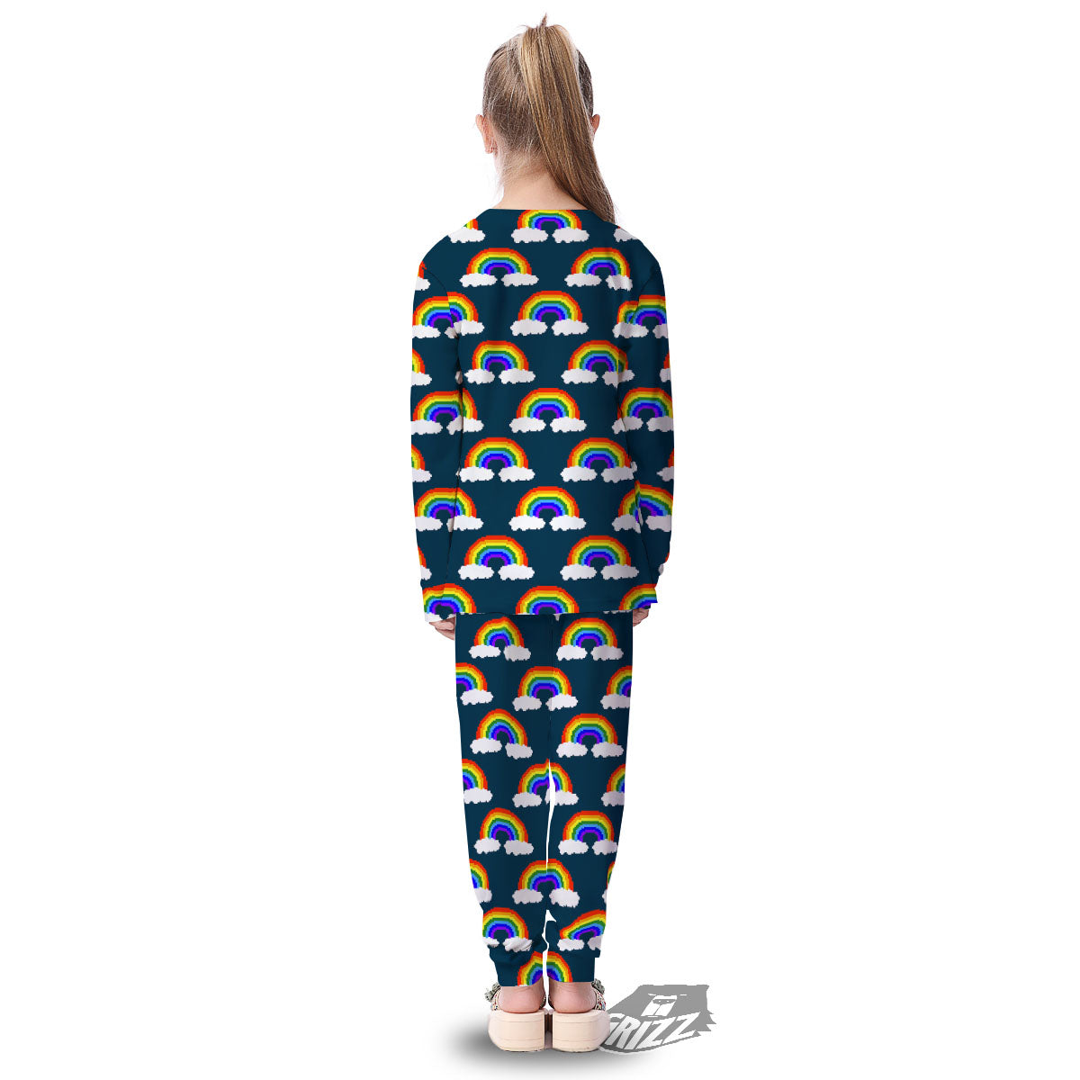 Rainbow Pixel Print Pattern Kid's Pajamas-grizzshop