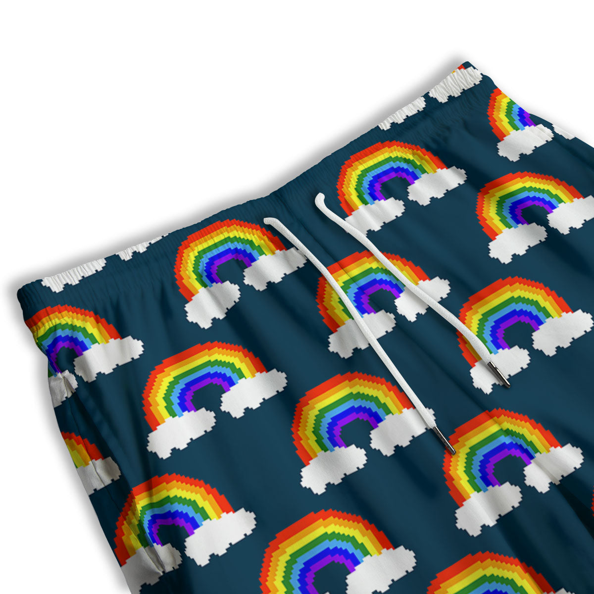 Rainbow Pixel Print Pattern Men's Athletic Shorts