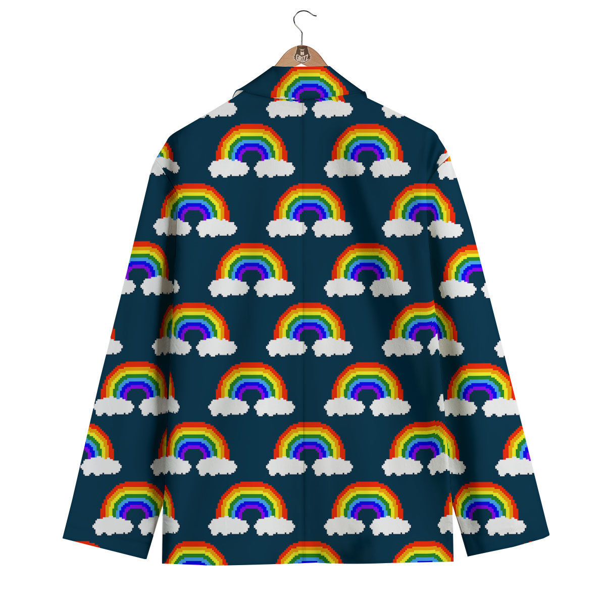 Rainbow Pixel Print Pattern Men's Blazer-grizzshop