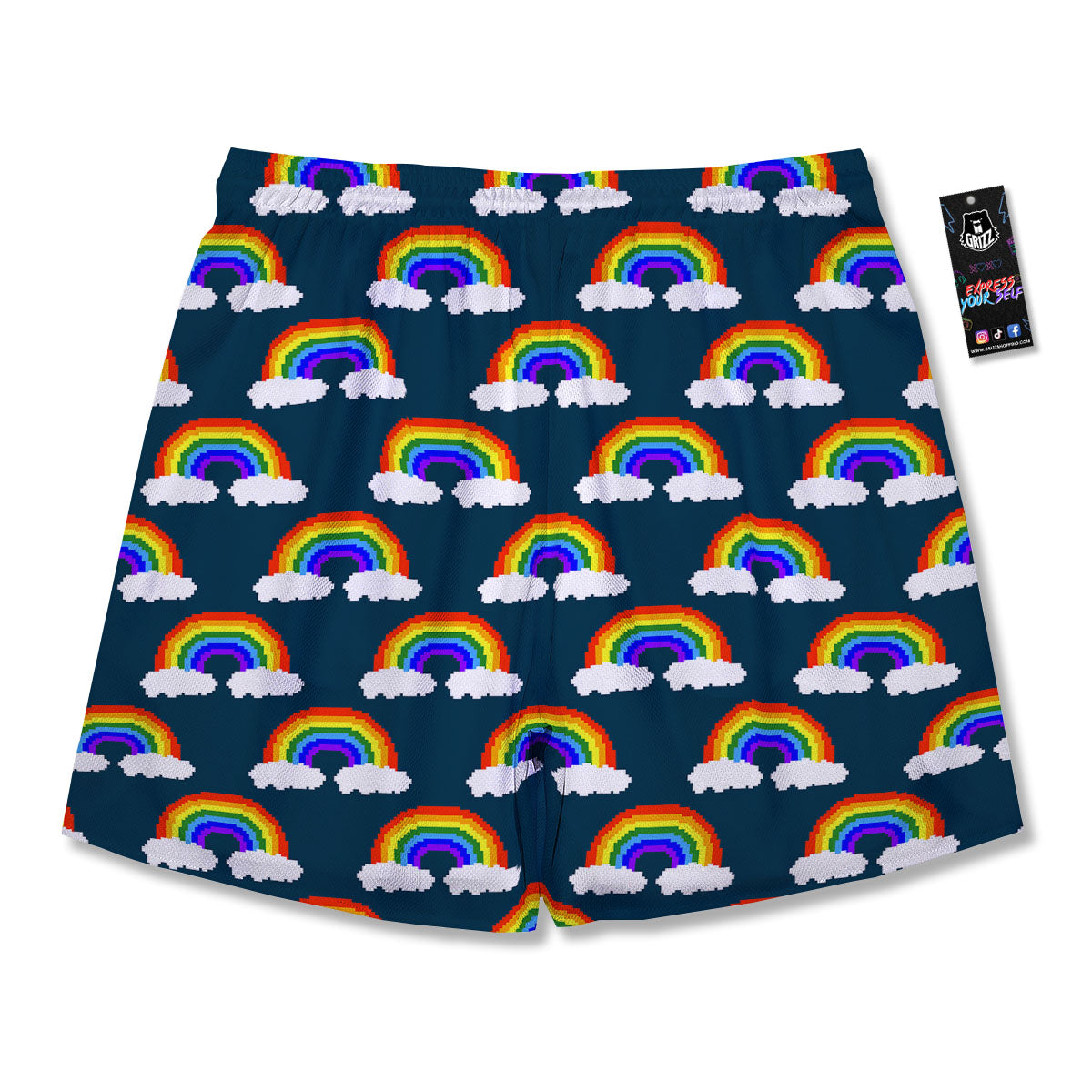 Rainbow Pixel Print Pattern Men's Running Shorts-grizzshop