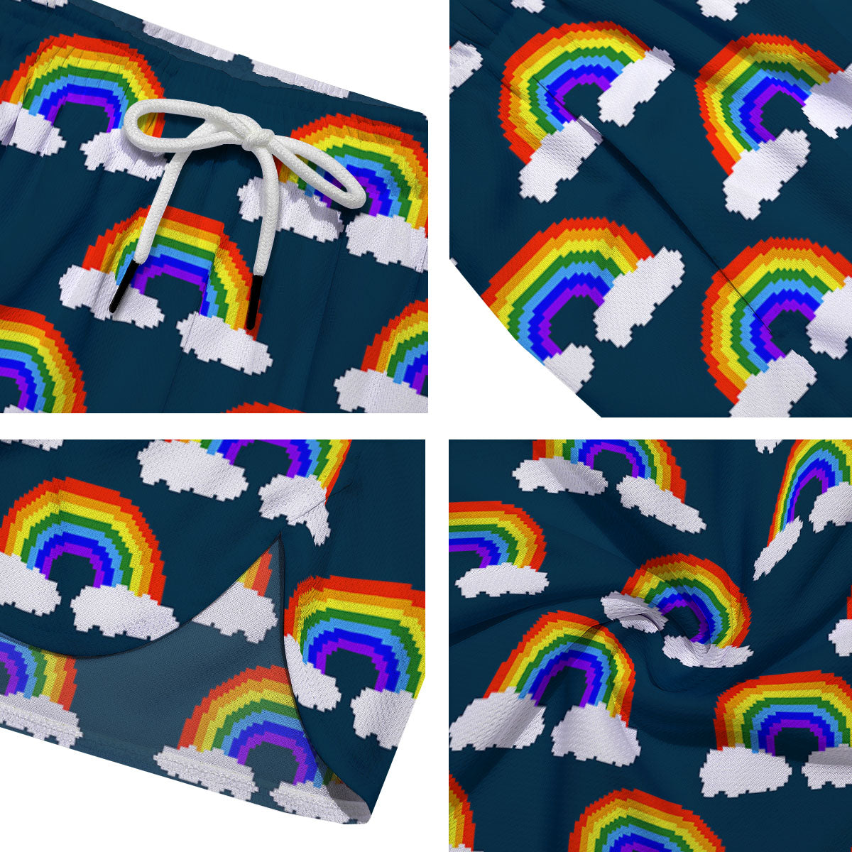 Rainbow Pixel Print Pattern Men's Running Shorts-grizzshop