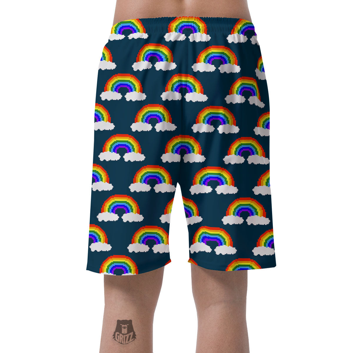Rainbow Pixel Print Pattern Men's Shorts-grizzshop