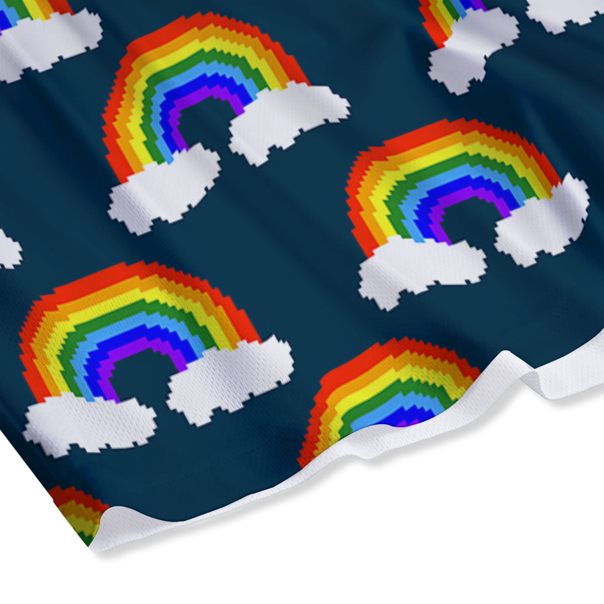 Rainbow Pixel Print Pattern Mesh Shorts