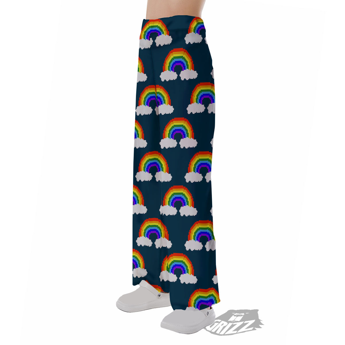 Rainbow Pixel Print Pattern Pajama Pants-grizzshop
