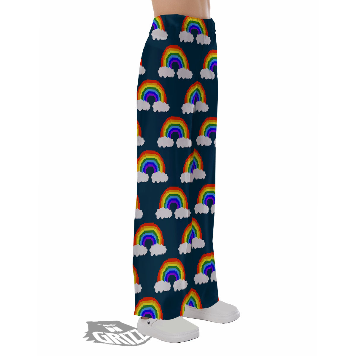 Rainbow Pixel Print Pattern Pajama Pants-grizzshop