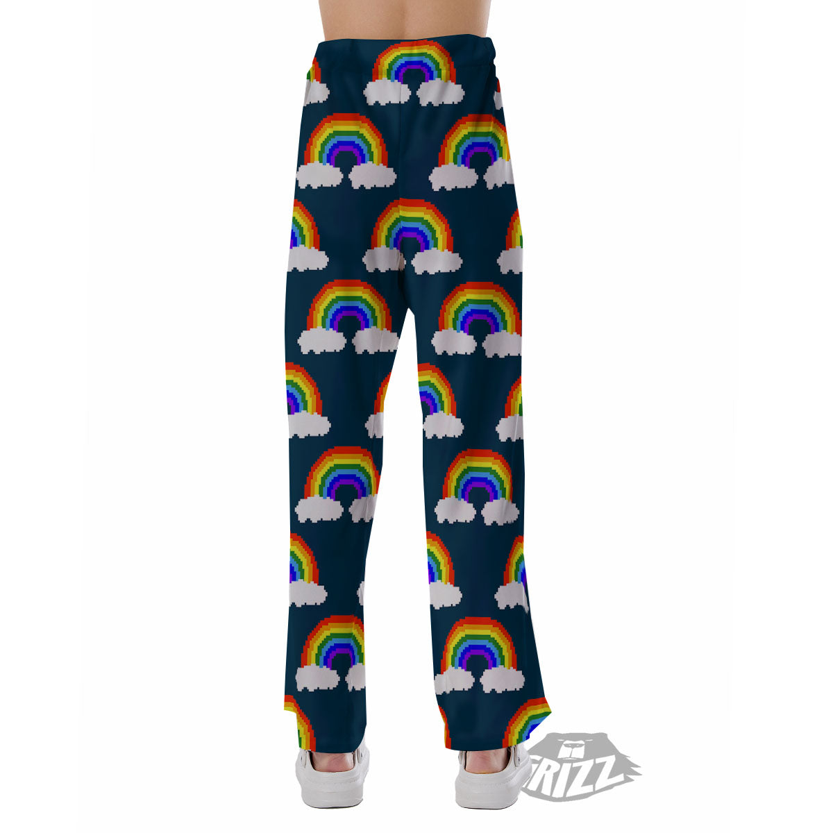 Rainbow Pixel Print Pattern Pajama Pants-grizzshop