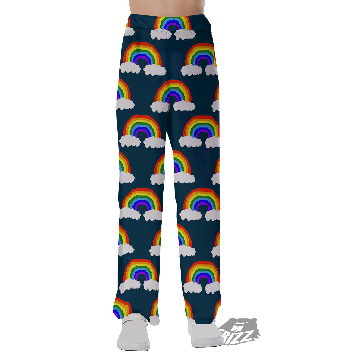 Rainbow Pixel Print Pattern Pajama Pants-grizzshop