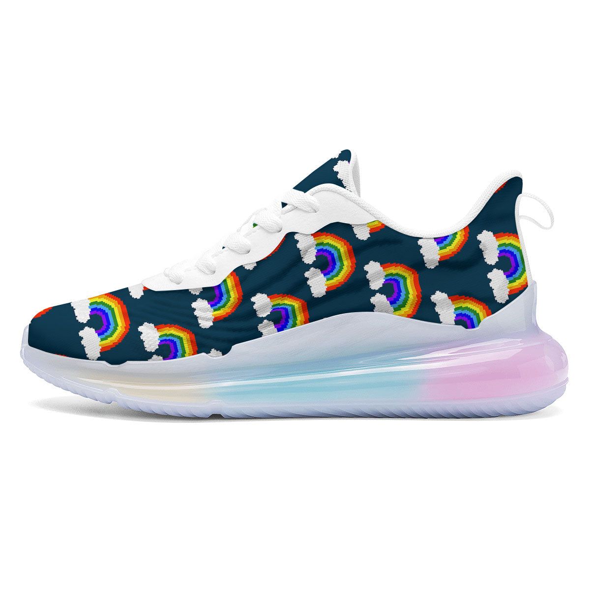 Rainbow Pixel Print Pattern Running Sneakers-grizzshop