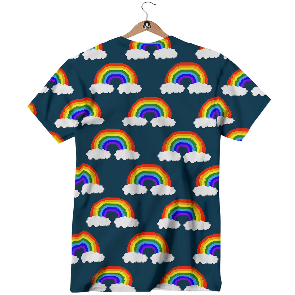 Rainbow Pixel Print Pattern T-Shirt-grizzshop