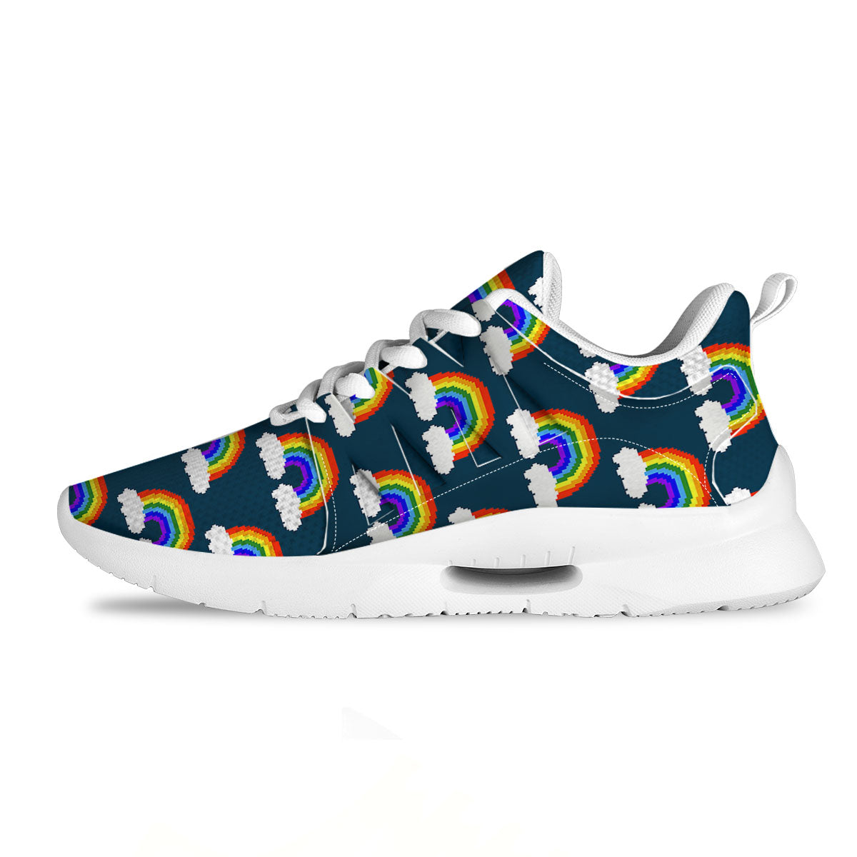 Rainbow Pixel Print Pattern Tennis Shoes-grizzshop