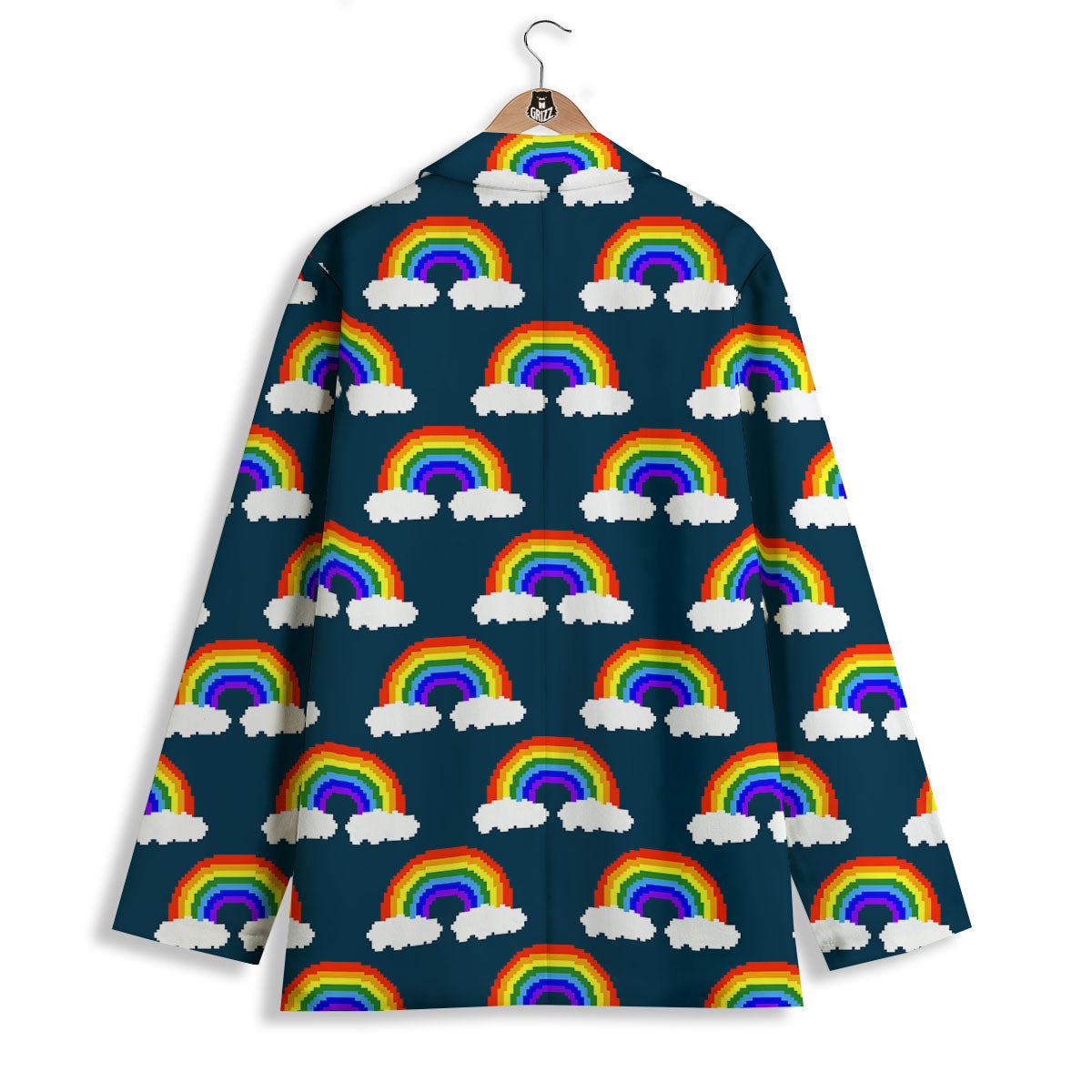 Rainbow Pixel Print Pattern Women's Blazer-grizzshop