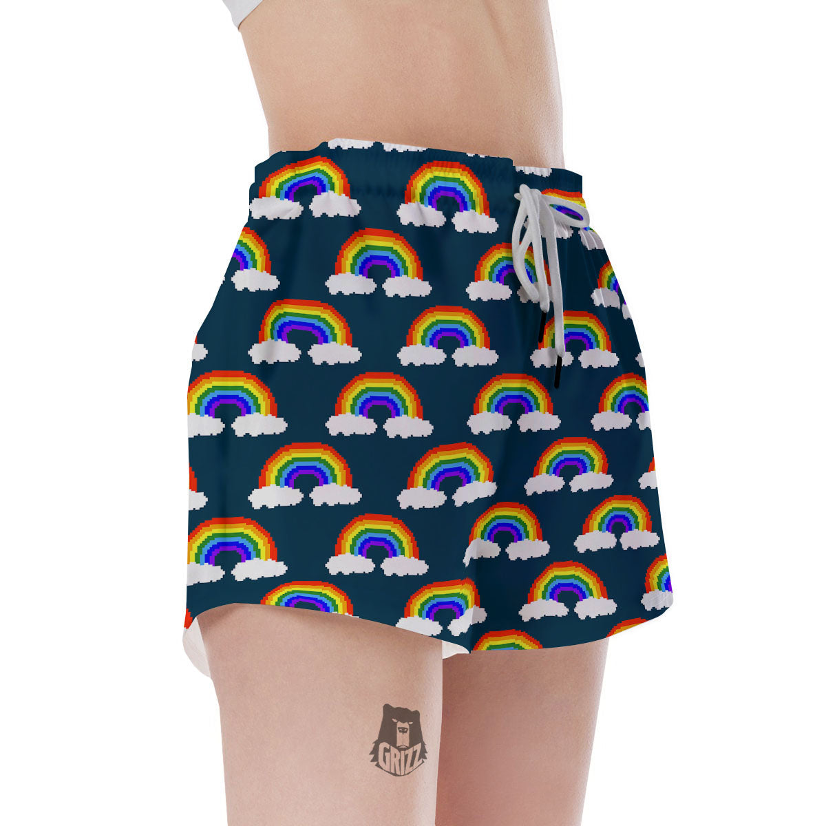 Rainbow Pixel Print Pattern Women's Shorts-grizzshop