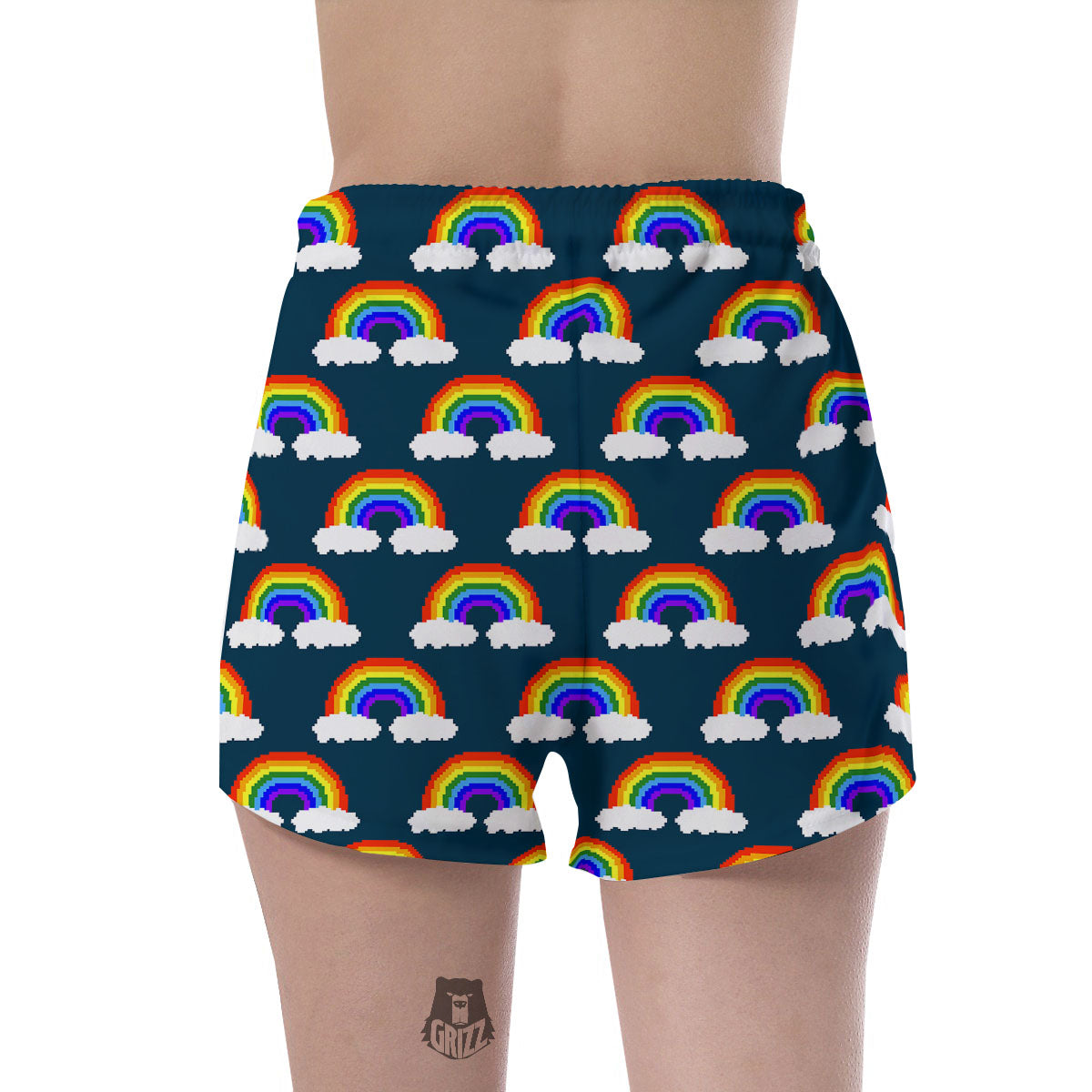 Rainbow Pixel Print Pattern Women's Shorts-grizzshop