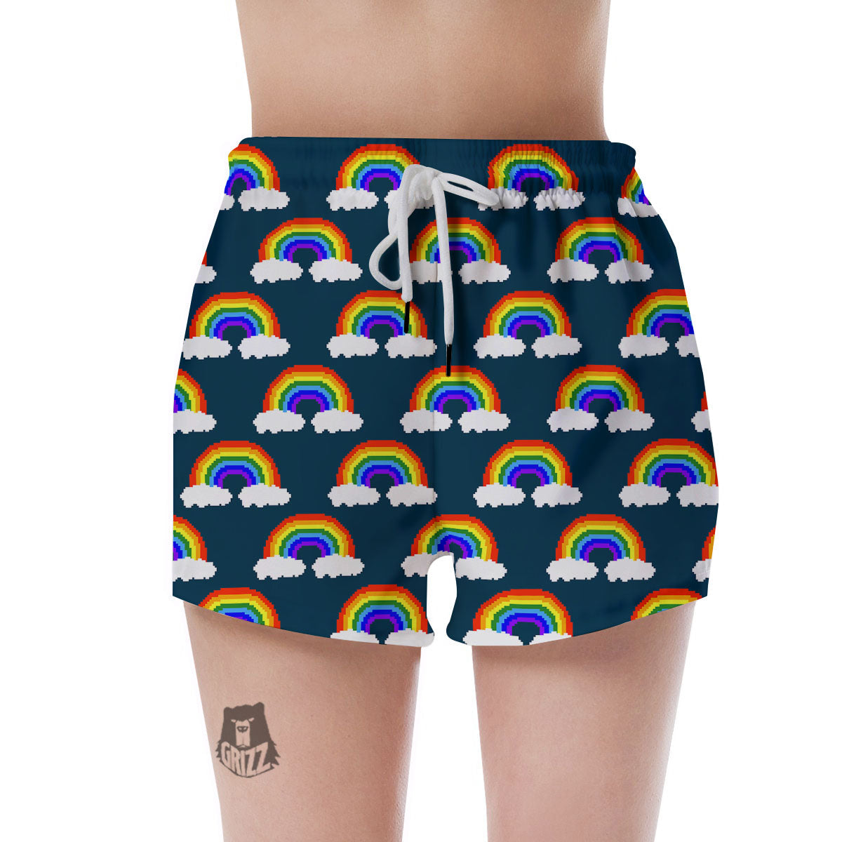 Rainbow Pixel Print Pattern Women's Shorts-grizzshop