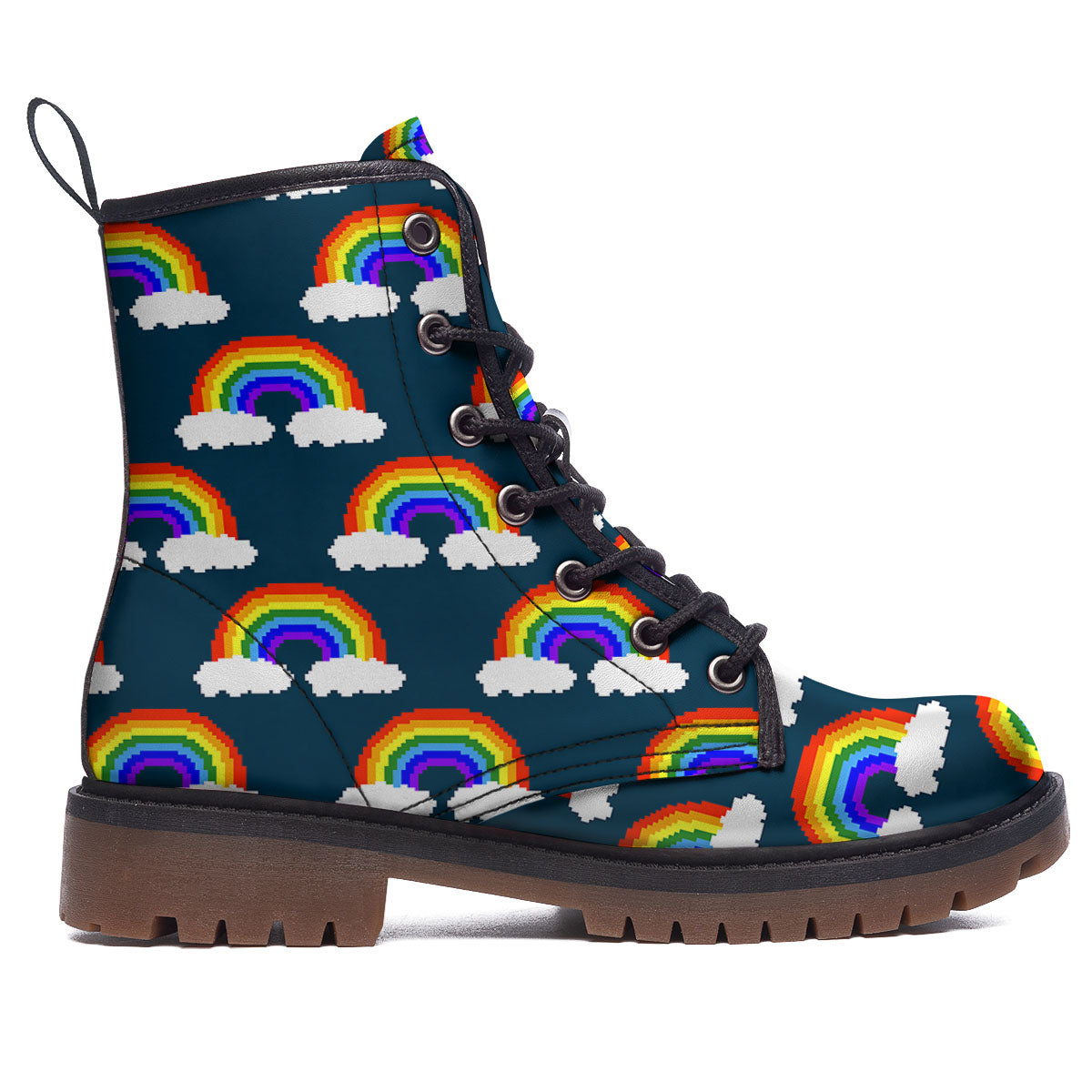 Rainbow Pixel Print Pattern Work Boots-grizzshop