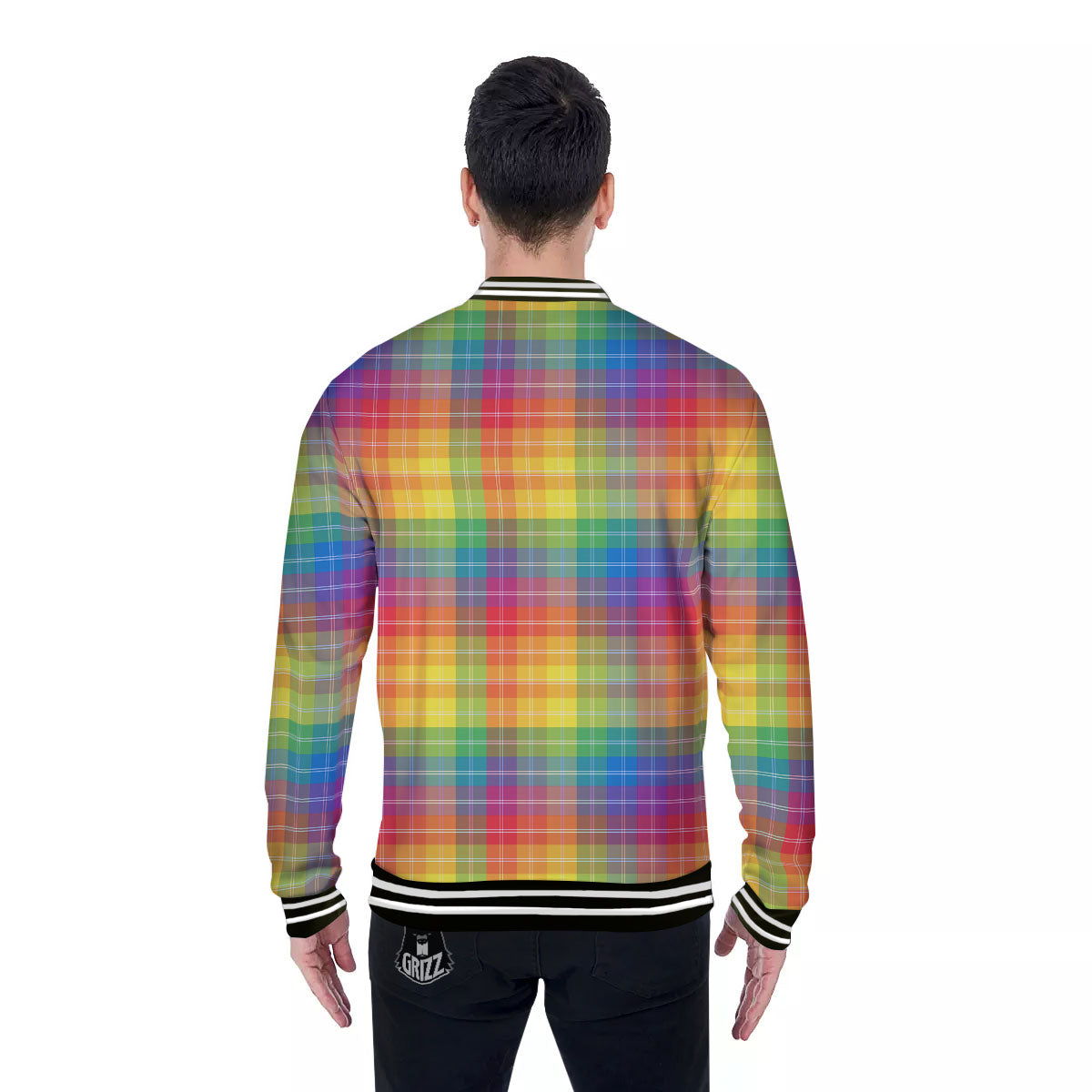 Rainbow Plaid LGBT Pride Print Pattern Baseball Jacket-grizzshop